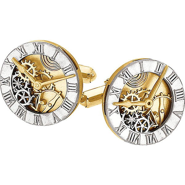 2-Tone Tick Tlock Cuff Links, 14k Yellow and White Gold, 19.5MM