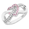 Pink and White CZ Infinity Heart Rhodium Plated Sterling Silver Ring