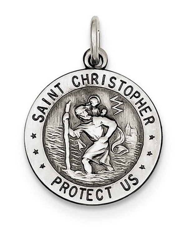 Sterling Silver St. Christopher US Marine Corp Medal Charm Pendant (25X20 MM)