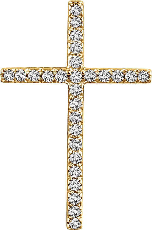 Diamond Latin Cross Pendant, 14k Yellow Gold (.33 Ctw, H+ Color, I1 Clarity)