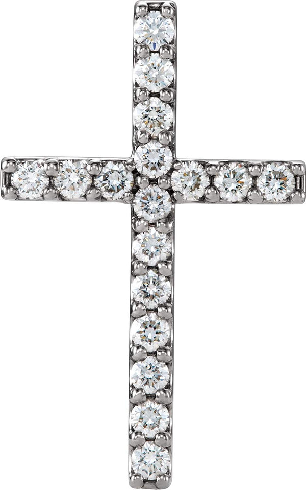 Platinum Diamond Petite Cross Pendant (.5 Ctw, G-H Color, I1 Clarity)