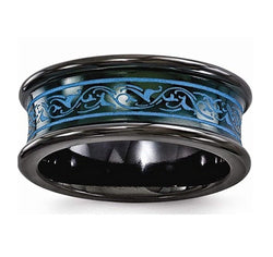 Rain Collection Black Ti Anodized Teal 8mm Concave Band