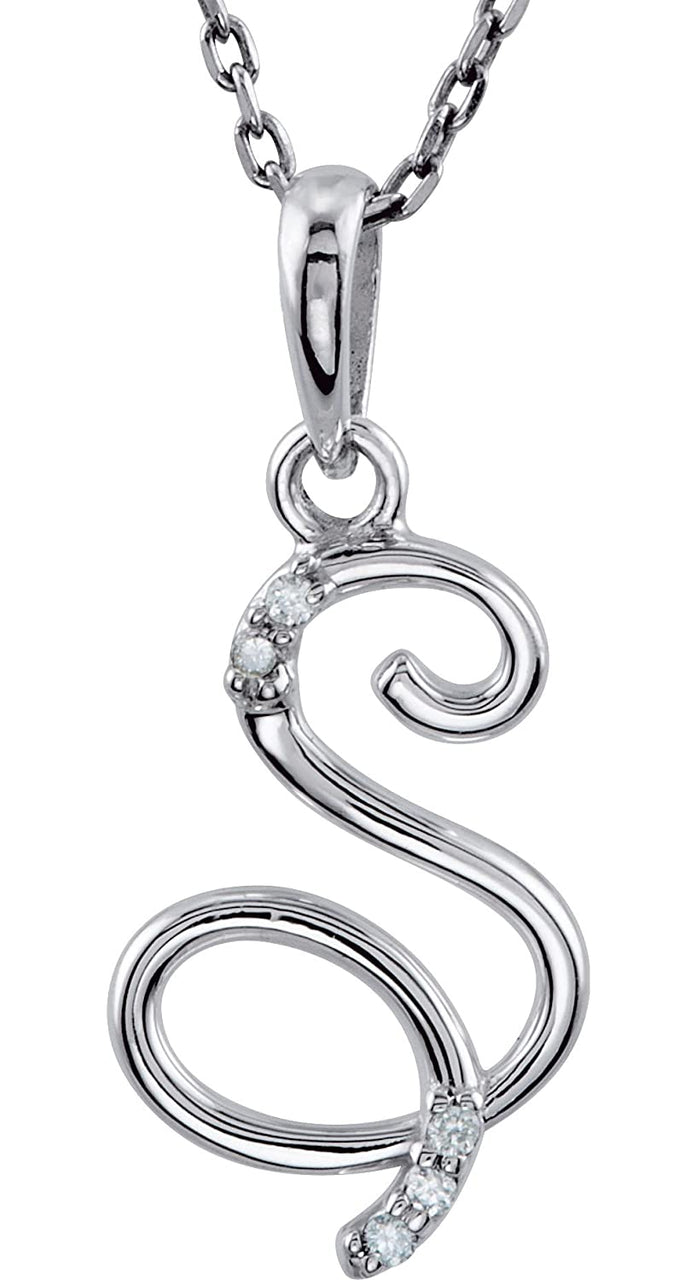 5-Stone Diamond Letter 'S' Initial Sterling Silver Pendant Necklace, 18" (.03 Cttw, GH, I2)