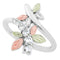 Ave 369 6-Stone CZ Dragonfly Ring, Sterling Silver, 12k Green and Rose Gold Black Hills Gold Motif