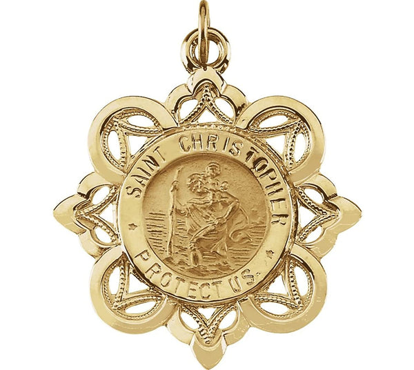 14k Yellow Gold St. Christopher Medal (28.5x26 MM)