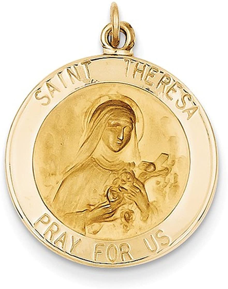 14k Yellow Gold St. Theresa Medal Charm (26X19MM)