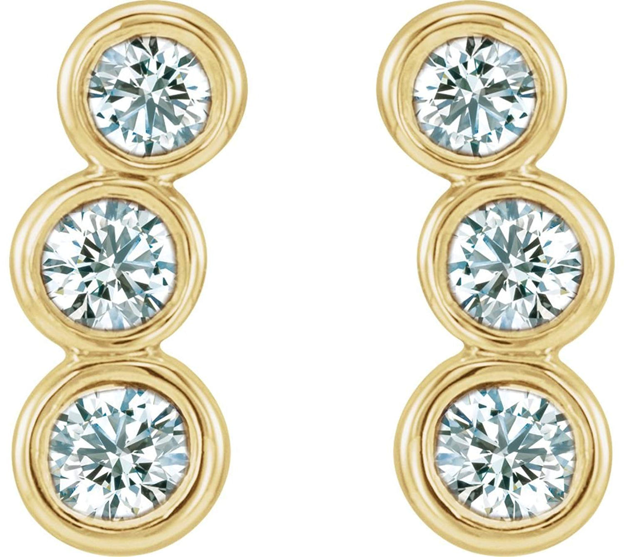 Diamond Three-Stone Ear Climbers, 14k Yellow Gold (.5 Ctw, G-H Color, I1 Clarity)