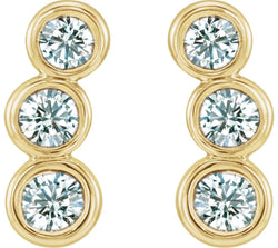 Diamond Three-Stone Ear Climbers, 14k Yellow Gold (.5 Ctw, G-H Color, I1 Clarity)