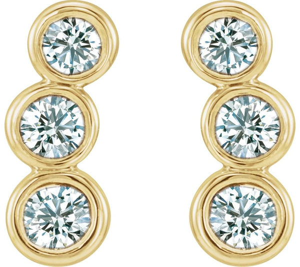 Diamond Three-Stone Ear Climbers, 14k Yellow Gold (.5 Ctw, G-H Color, I1 Clarity)