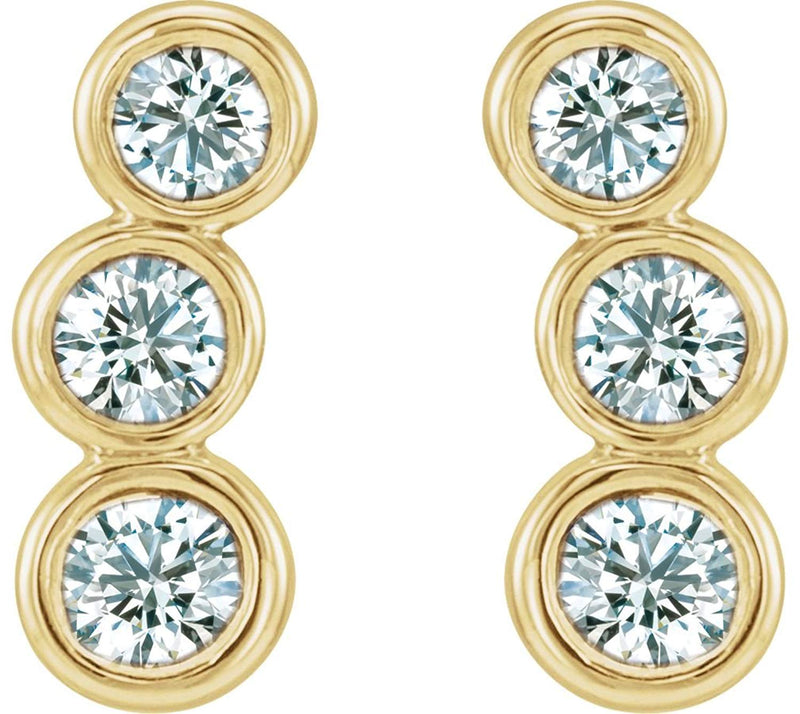 Diamond Three-Stone Ear Climbers, 14k Yellow Gold (.5 Ctw, G-H Color, I1 Clarity)