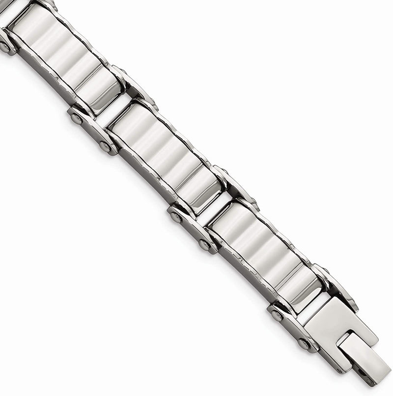 Men's Brushed Stainless Steel Back link Bracelet 8 Inches