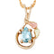 Pear Aquamarine Pendant Necklace, 10k Yellow Gold, 12k Green and Rose Gold Black Hills Gold Motif, 18"