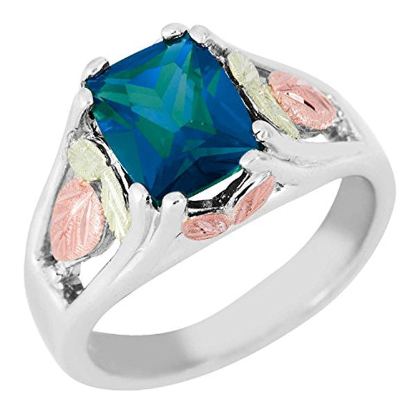 June Birthstone Created Alexandrite Ring, Sterling Silver, 12k Green and Rose Gold Black Hills Silver Motif