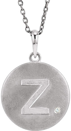Diamond Letter 'Z' Initial Sterling Silver Pendant Necklace, 18" (.005 Ct, GH Color, I2 Clarity)