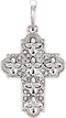 Ornate Floral-Inspired Cross Rhodium-Plated 14k White Gold Pendant (17.80X13.70 MM)