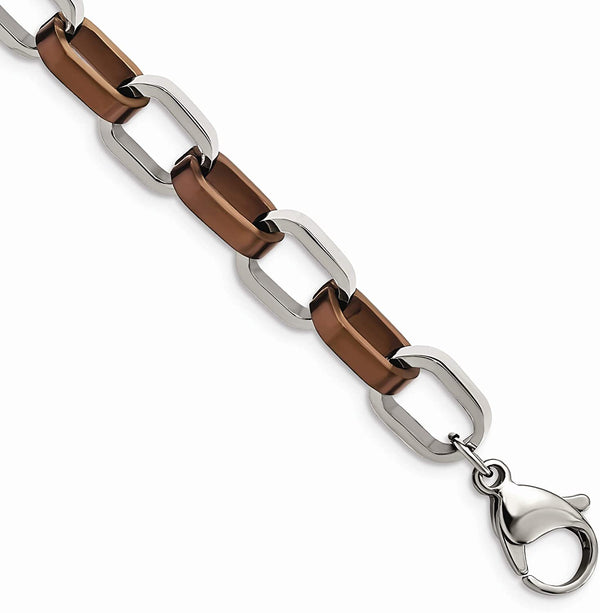 Men's Brushed Brown IP Stainless Steel Bracelet, 8.5 Inches