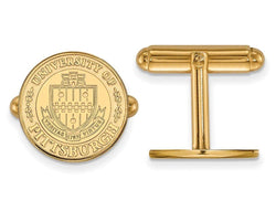 Gold-Plated Sterling Silver University Of Pittsburgh Crest Round Cuff Links, 15MM