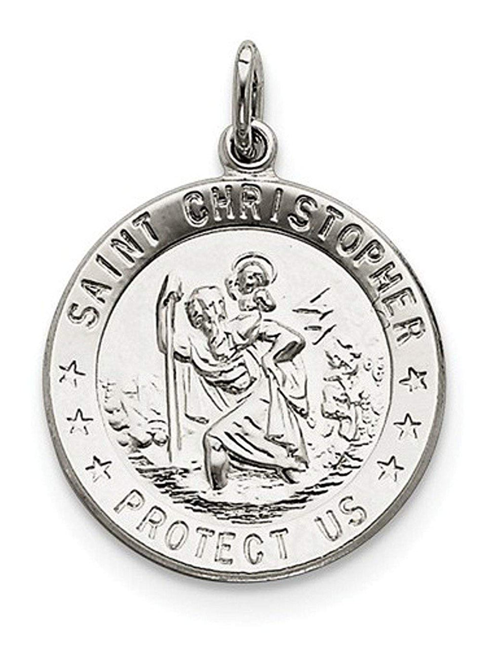 Sterling Silver Saint Christopher Medal Charm Pendant (30X22 MM)