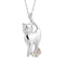 High Polished Cat Pendant Necklace, Sterling Silver, 12k Green and Rose Gold Black Hills Gold Motif, 18"