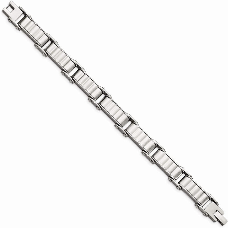 Men's Brushed Stainless Steel Back link Bracelet 8 Inches