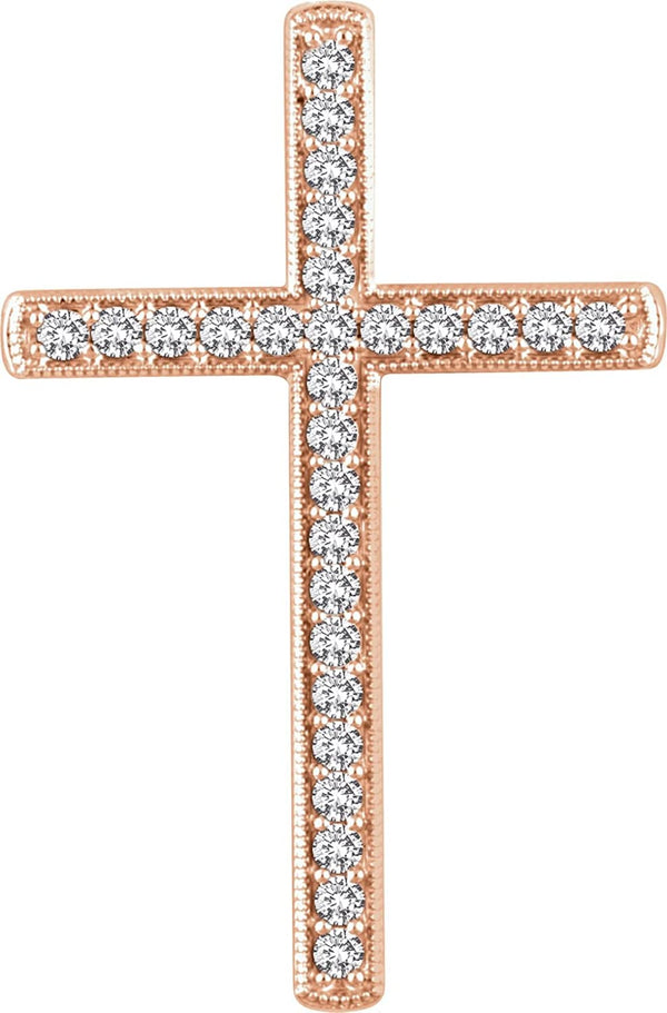 Diamond Chapel Cross 14k Rose Gold Pendant (.75 Ctw, H+ Color, I1 Clarity)