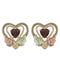 Garnet Double Heart Earrings, 10k Yellow Gold, 12k Green and Rose Gold Black Hills Gold Motif