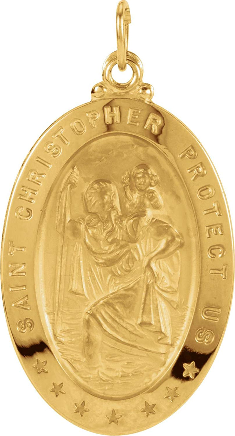 14k Yellow Gold Oval St. Christopher Medal (19x14 MM)