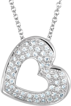 Diamond Heart 14k White Gold Pendant Necklace, 18" (1/5 Cttw)