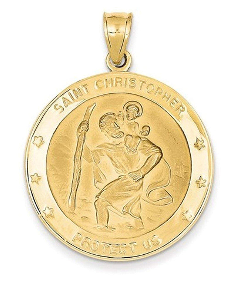 14k Yellow Gold St. Christopher Medal Pendant (40X39MM)