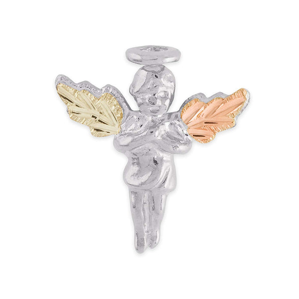 Angel Lapel Pin, Sterling Silver, 12k Green and Rose Gold Black Hills Gold Motif
