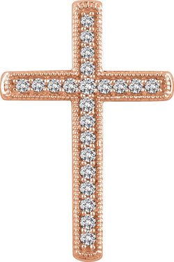 Diamond Chapel Cross 14k Rose Gold Pendant (.25 Ctw, H+ Color, I1 Clarity)