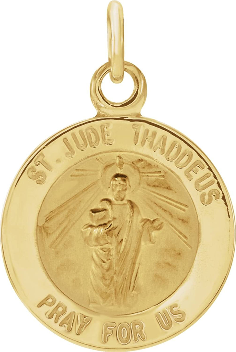 14k Yellow Gold Round St. Jude Thaddeus Medal (14.5MM)