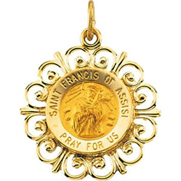 14k Yellow Gold St. Francis of Assisi Medal (18.5 MM)