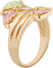 Layered Vines Bypass Leaves Ring, 10k Yellow Gold, 12k Green and Rose Gold Black Hills Gold Motif, Size 9