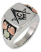 Men's Freemason's Signet Ring, Sterling Silver, 12k Green and Rose Gold Black Hills Gold Motif