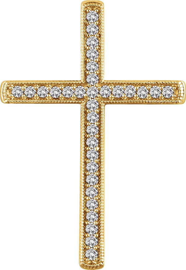 Diamond Chapel Cross Rhodium-Plated 14k Yellow Gold Pendant (.5 Ctw, H+ Color, I1 Clarity)