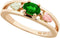 Oval Created Emerald Ring, 10k Yellow Gold, 12k Green and Rose Gold Black Hills Gold Motif, Size 6.5