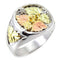 Men's Diamond-Cut Leaves Ring , Sterling Silver, 12k Green and Rose Gold Black Hills Gold Motif, Size 12.5