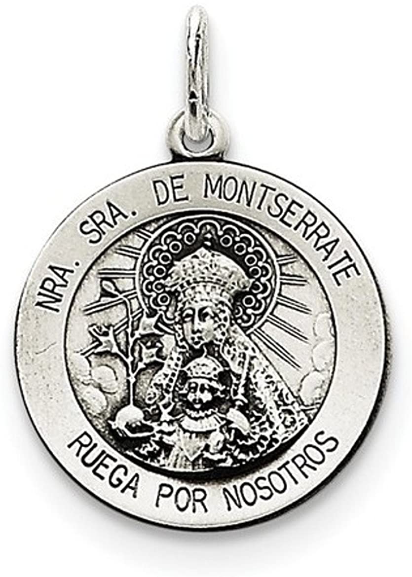 Sterling Silver Antiqued Lady of Montserrate Medal (26X16MM)