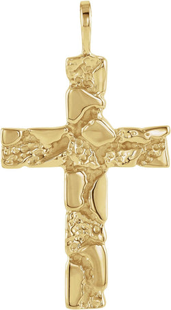 Nugget Cross 14k Yellow Gold Pendant (27X18 MM)