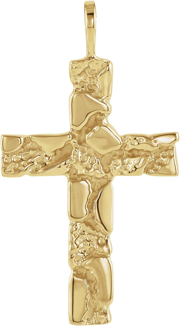 Nugget Cross 14k Yellow Gold Pendant (27X18 MM)