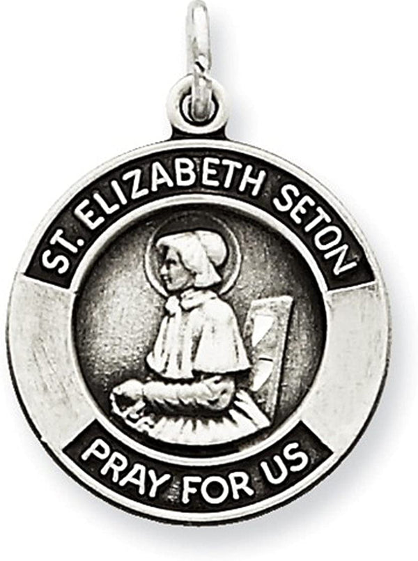Sterling Silver Antiqued St. Elizabeth Medal (23X17MM)
