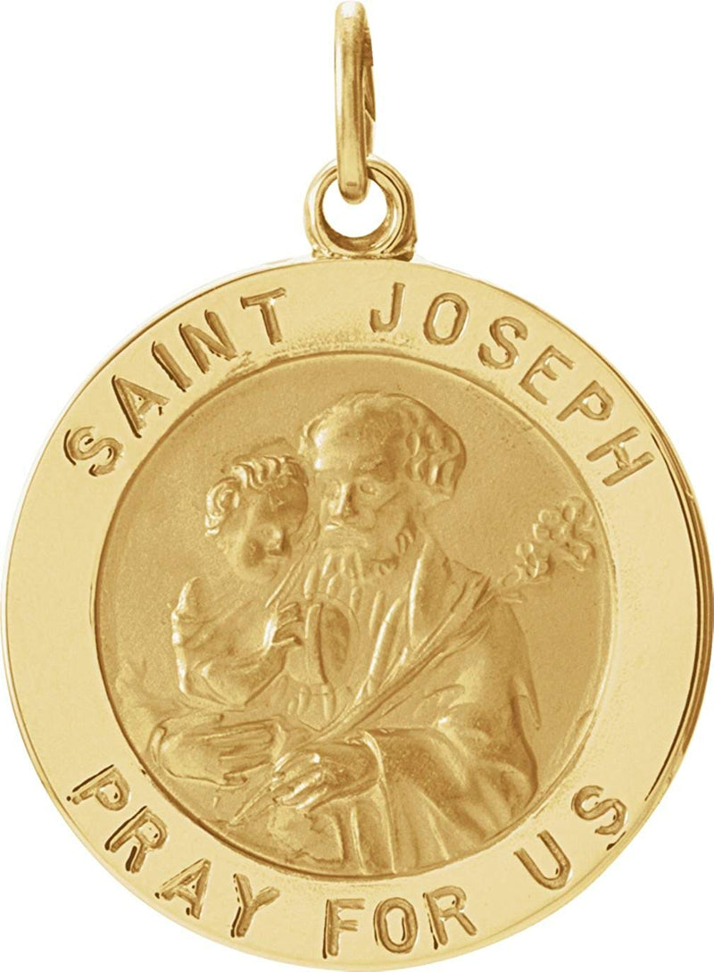 14k Yellow Gold Round St. Joseph Medal (22 MM)