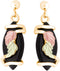 Onyx Marquise Wrap Earrings, 10k Yellow Gold, 12k Green and Rose Black Hills Gold Motif