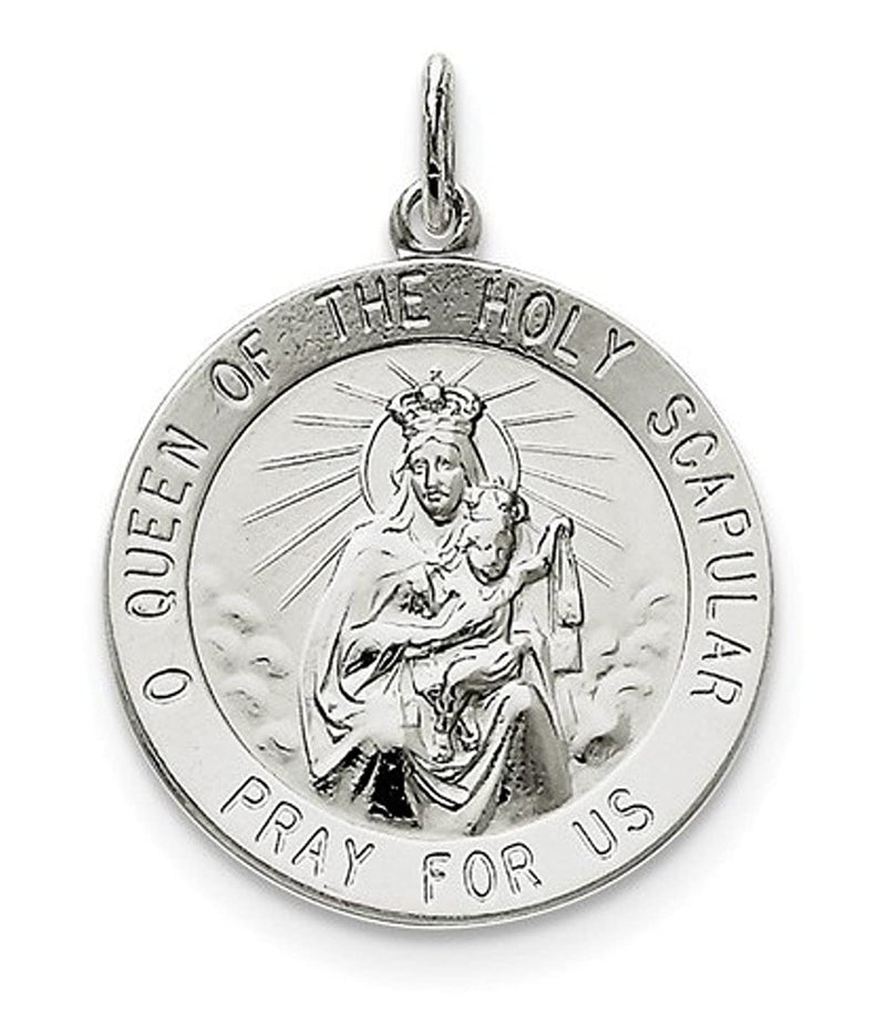 Sterling Silver Queen of the Holy Scapular Medal (32X22MM)
