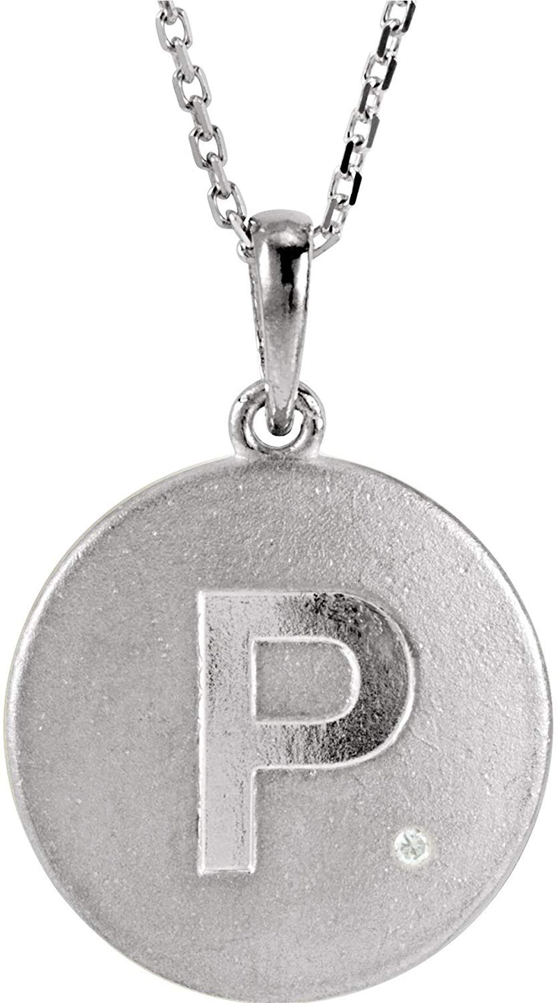 Diamond Letter 'P' Initial Sterling Silver Pendant Necklace, 18" (.005 Ct, GH Color, I2 Clarity)