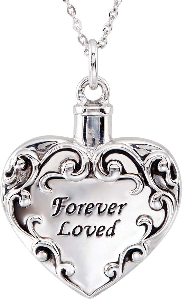 Ave 369 'Forever Loved' Heart Ash Holder Necklace, Rhodium Plate Sterling Silver, 18"