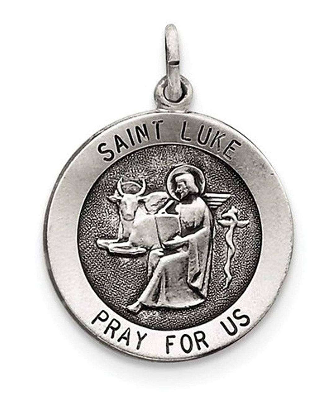 Sterling Silver Antiqued Saint Luke Medal (30X22MM)