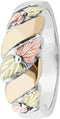 Ave 369 10k White and Yellow Gold Past Present Future Grape Leaf Wedding Ring, 12k Rose and Green Black Hills Gold