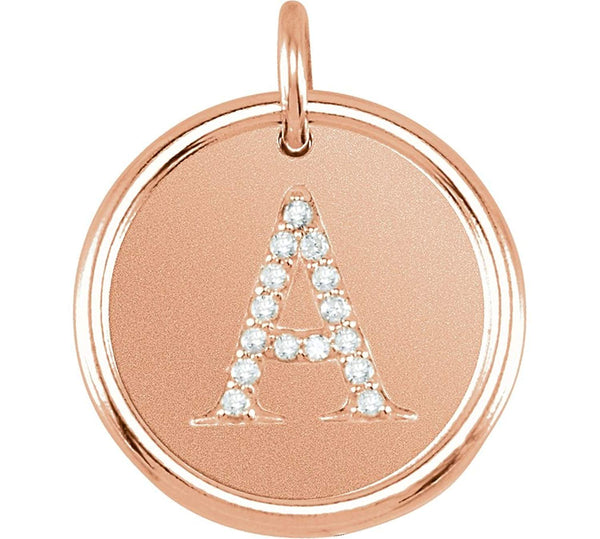 Diamond Initial "A" Pendant, 14k Rose Gold (.07 Ctw, Color G-H, Clarity I1 )